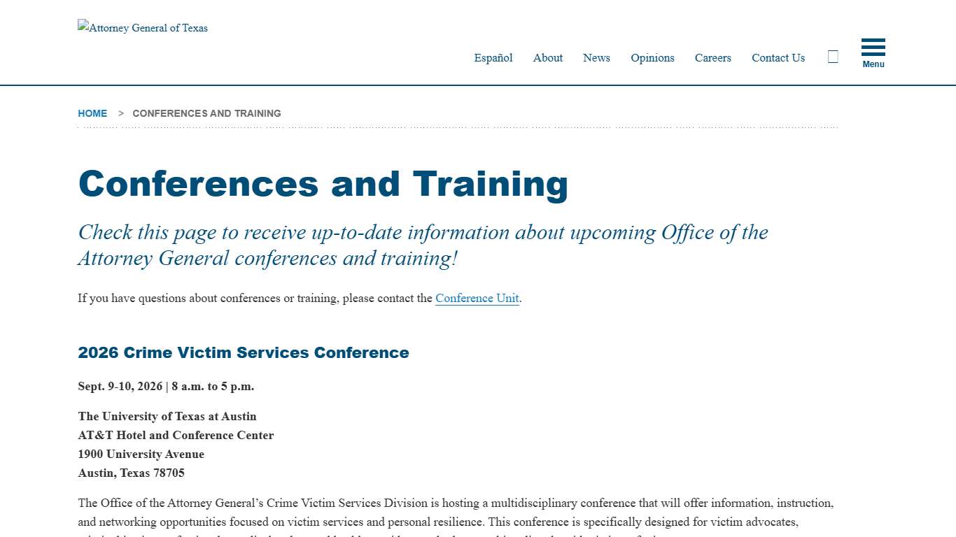 Conferences and Training Office of the Attorney General