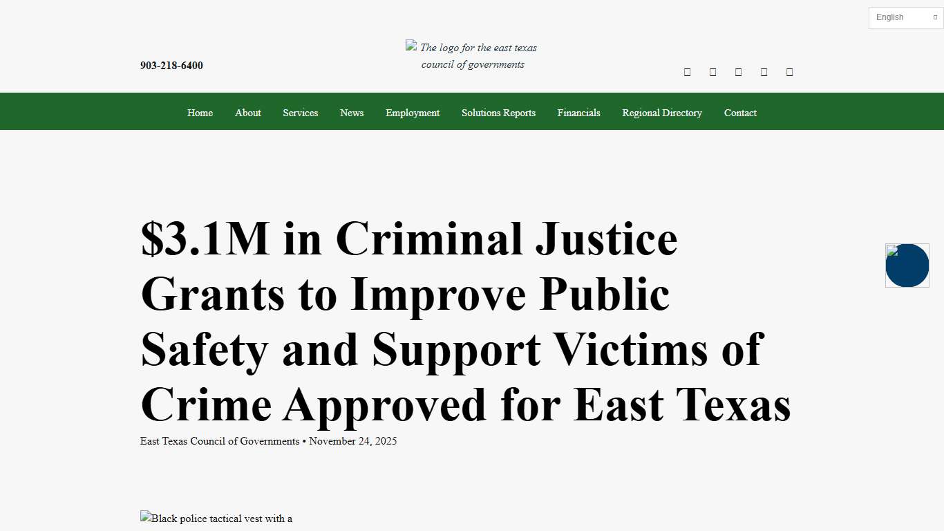 $3.1M in Criminal Justice Grants Approved for East Texas